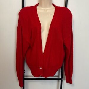 Beautifully Mine Vintage Cardigan V-neck Silk Angora Lambswool Knit Women Size L